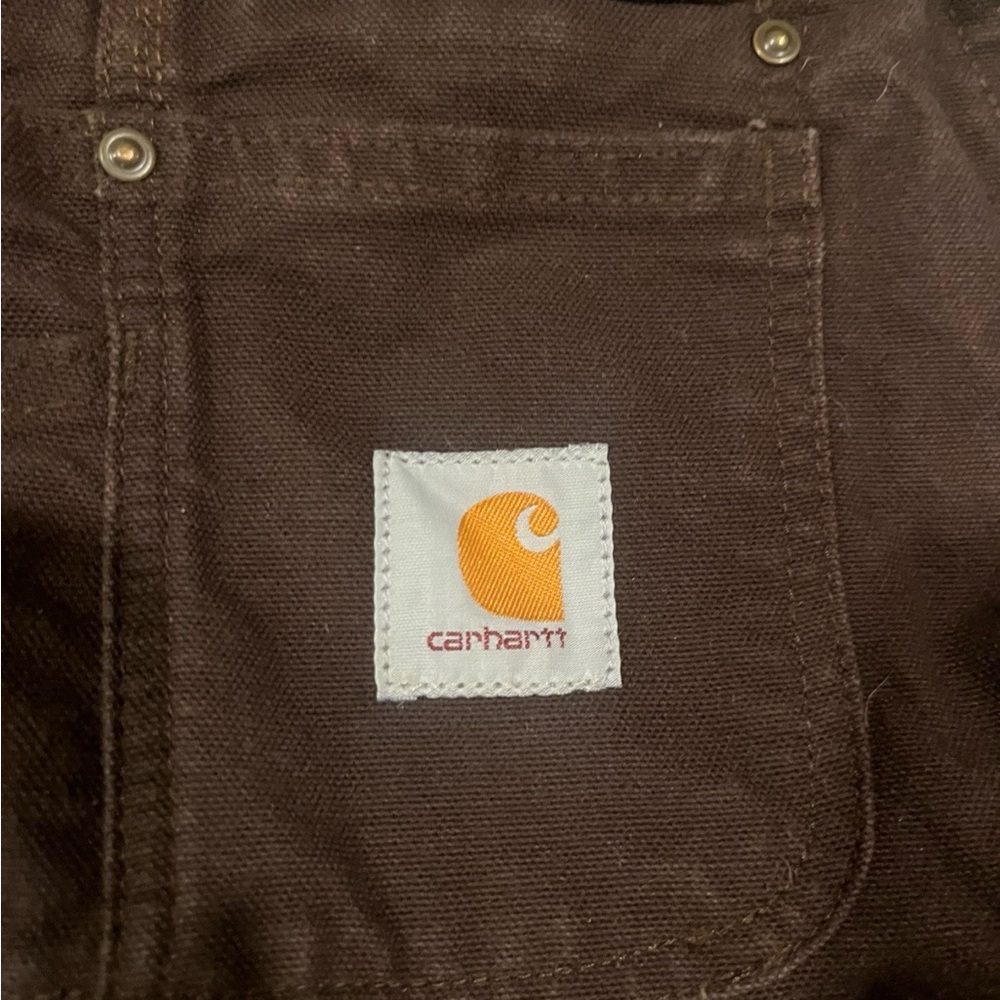 Carhartt Dark Brown Duck Bib Overalls with Adjustable Straps - Picture 4 of 6